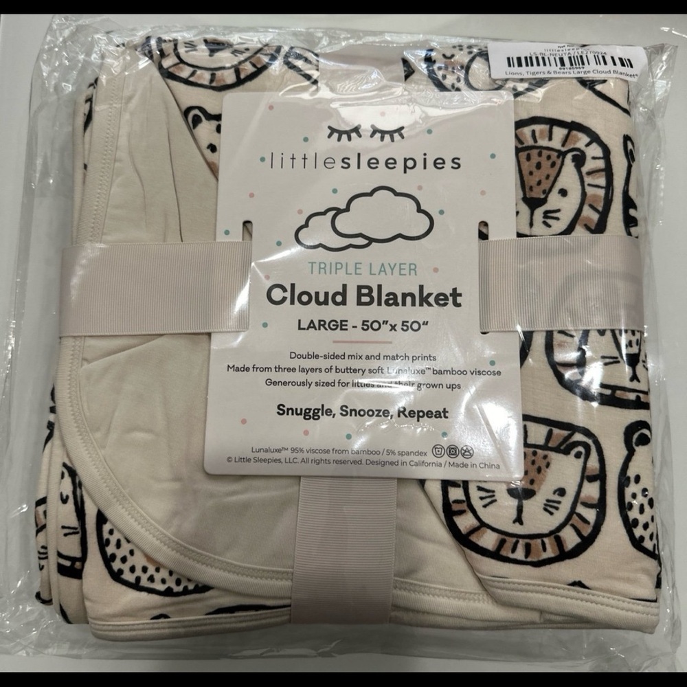 Little Sleepies lions tigers bears Cloud Blanket